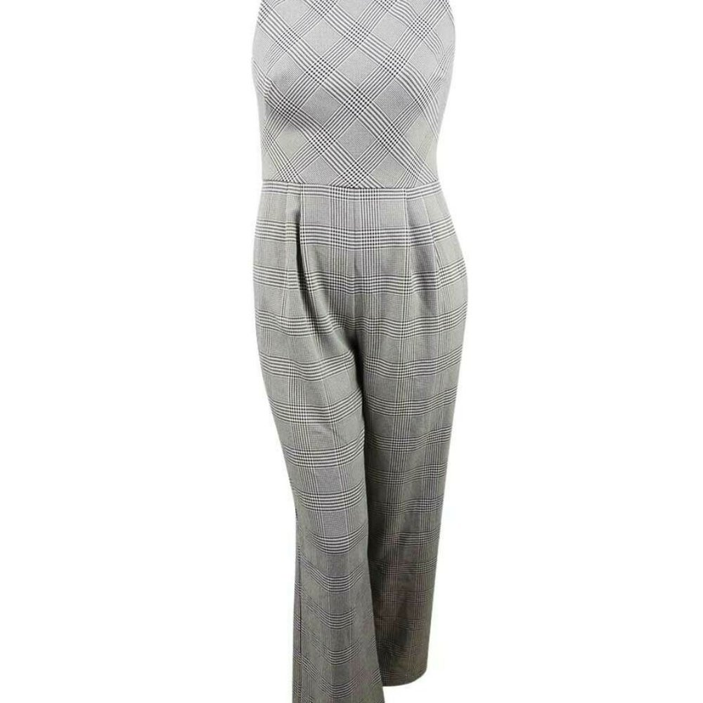 🆕 NWT LAUREN Ralph Lauren Houndstooth Glen Plaid Sleeveless Jumpsuit (size 16)